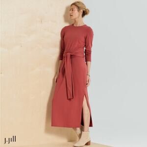 J. Jill NWT Pure Jill Affinity French Terry Tie Wrap Waist Maxi Dress Brick XL